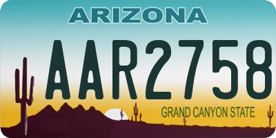 AZ license plate AAR2758