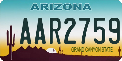 AZ license plate AAR2759