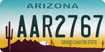 AZ license plate AAR2767