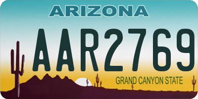 AZ license plate AAR2769
