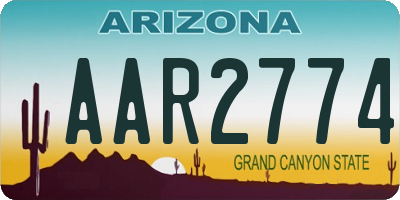AZ license plate AAR2774