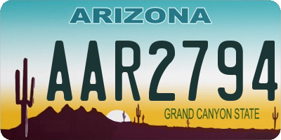 AZ license plate AAR2794