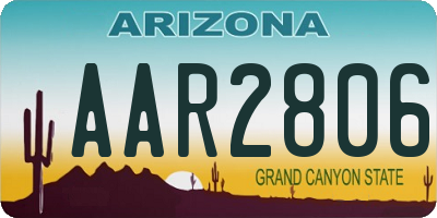 AZ license plate AAR2806