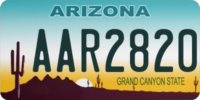 AZ license plate AAR2820