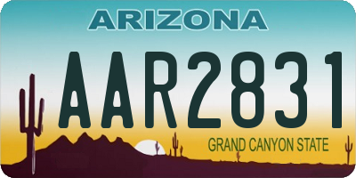 AZ license plate AAR2831