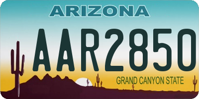 AZ license plate AAR2850