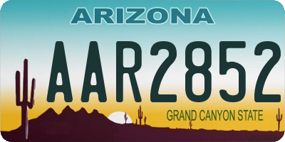 AZ license plate AAR2852