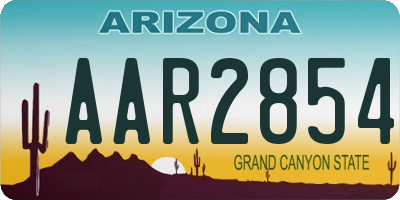AZ license plate AAR2854