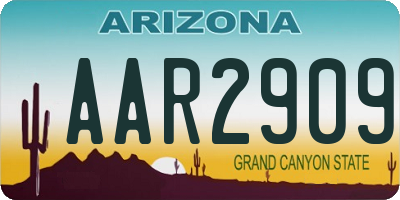 AZ license plate AAR2909