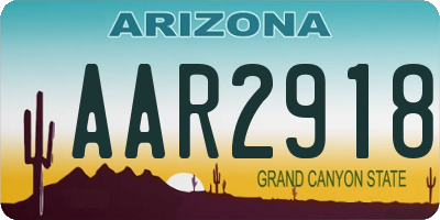AZ license plate AAR2918