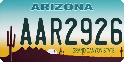 AZ license plate AAR2926