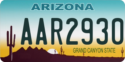AZ license plate AAR2930