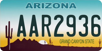 AZ license plate AAR2936