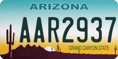 AZ license plate AAR2937