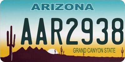 AZ license plate AAR2938