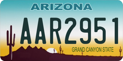 AZ license plate AAR2951