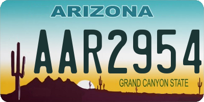 AZ license plate AAR2954