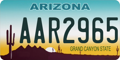 AZ license plate AAR2965