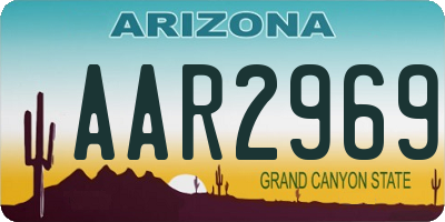 AZ license plate AAR2969