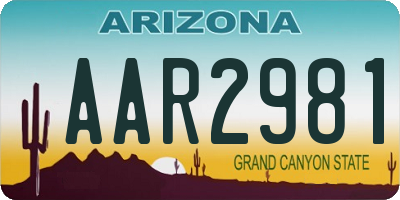 AZ license plate AAR2981