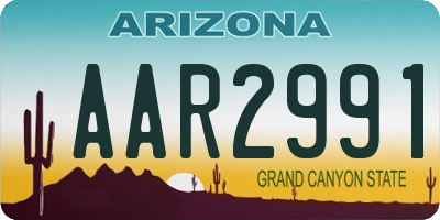 AZ license plate AAR2991