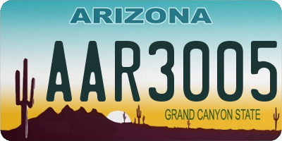 AZ license plate AAR3005