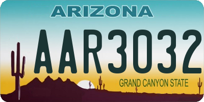 AZ license plate AAR3032