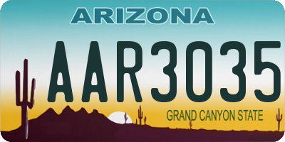 AZ license plate AAR3035