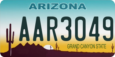 AZ license plate AAR3049