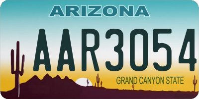 AZ license plate AAR3054