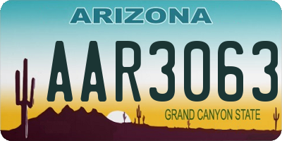 AZ license plate AAR3063