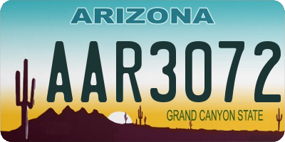 AZ license plate AAR3072