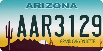 AZ license plate AAR3129