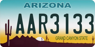 AZ license plate AAR3133