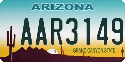 AZ license plate AAR3149