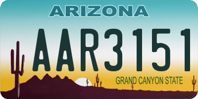 AZ license plate AAR3151