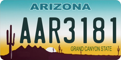 AZ license plate AAR3181