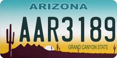 AZ license plate AAR3189