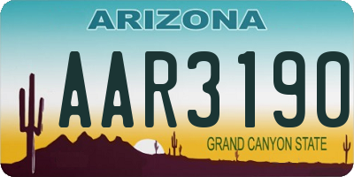 AZ license plate AAR3190