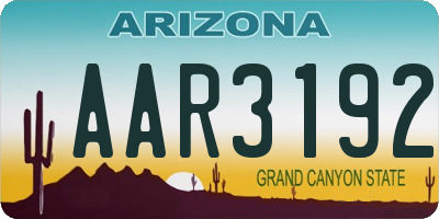 AZ license plate AAR3192