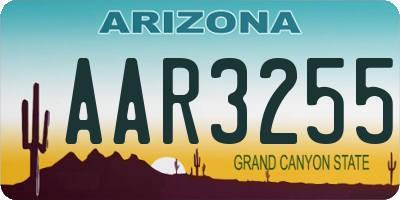 AZ license plate AAR3255