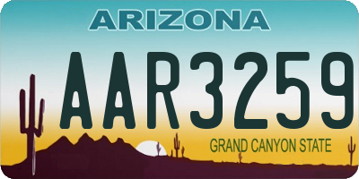 AZ license plate AAR3259