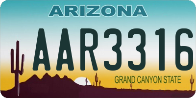 AZ license plate AAR3316