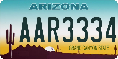 AZ license plate AAR3334
