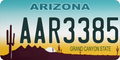AZ license plate AAR3385