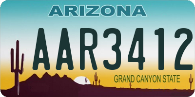 AZ license plate AAR3412