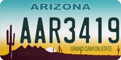 AZ license plate AAR3419