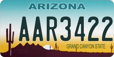 AZ license plate AAR3422