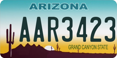 AZ license plate AAR3423