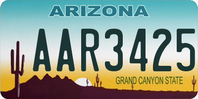 AZ license plate AAR3425